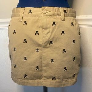 Ralph Lauren Rigby embroidered skull pattern khaki y2k mini skirt